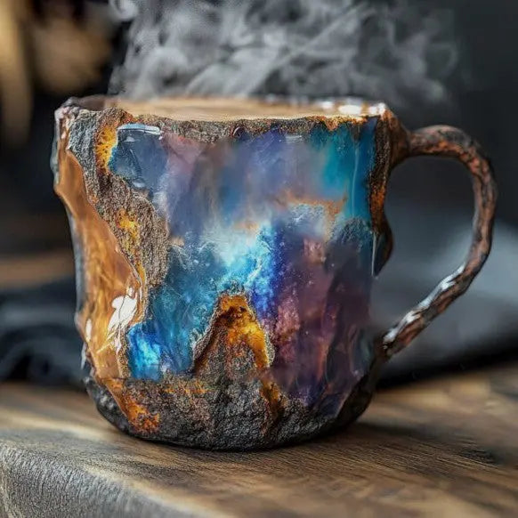 Copo de café em cristais minerais