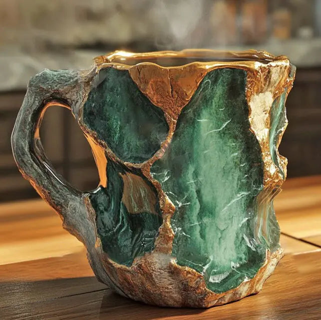 Copo de café em cristais minerais