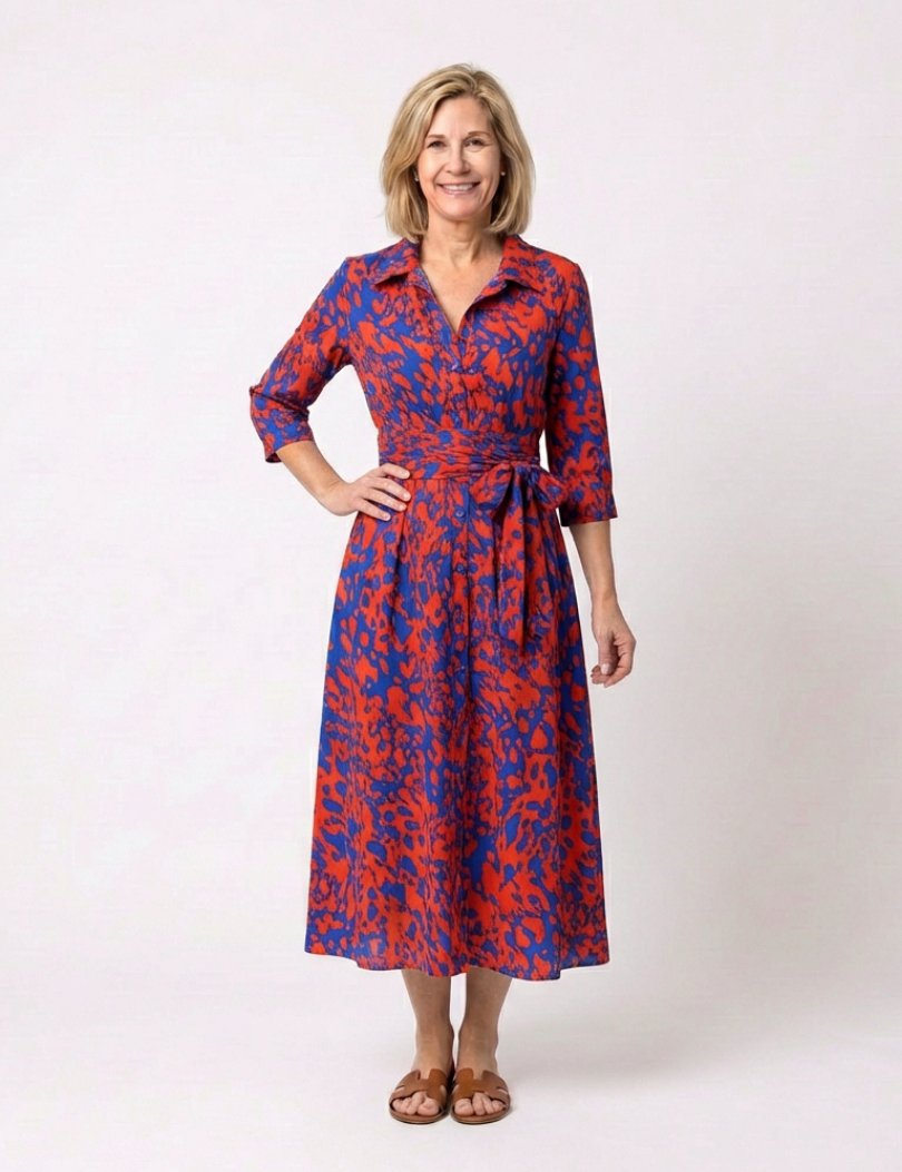Kler | Vestido longo com mangas e cinto