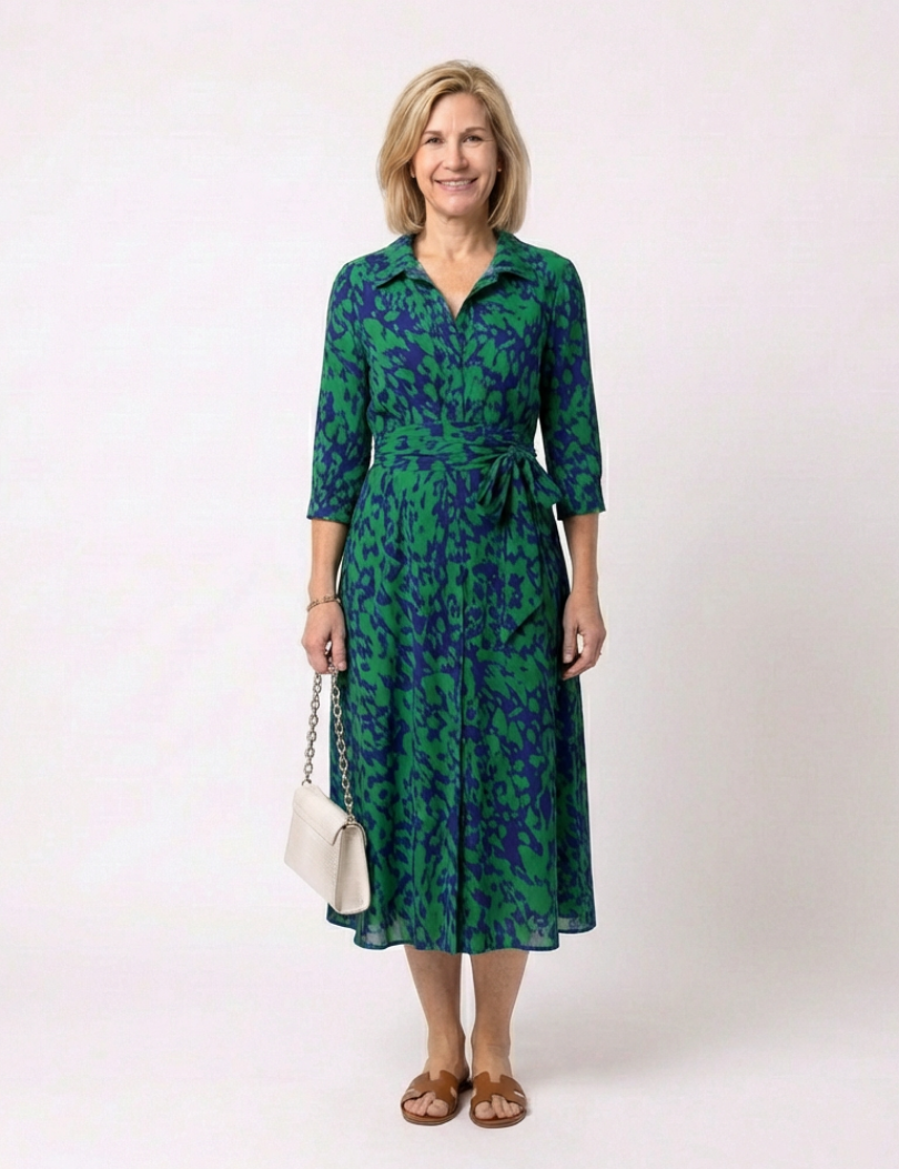 Kler | Vestido longo com mangas e cinto