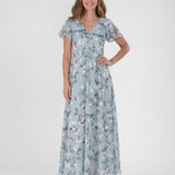 Noemi | Vestido maxi de chiffon com estampado floral