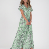 Noemi | Vestido maxi de chiffon com estampado floral