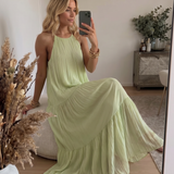 Lívia - Vestido Maxi Boho Verde Pistácio