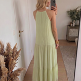 Lívia - Vestido Maxi Boho Verde Pistácio