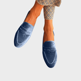 Olivia | Loafers de veludo azul