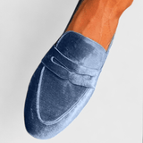 Olivia | Loafers de veludo azul