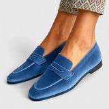 Olivia | Loafers de veludo azul
