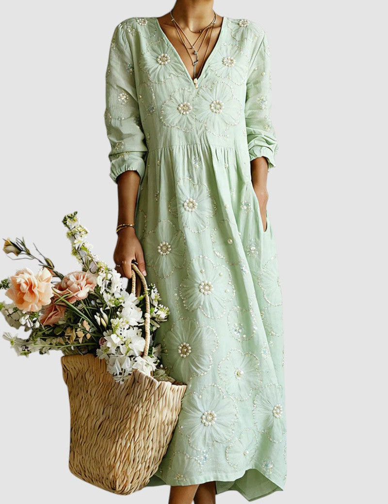 LENA | VESTIDO MIDI COM FLORES