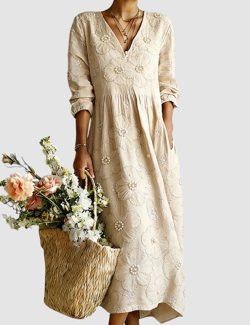 LENA | VESTIDO MIDI COM FLORES
