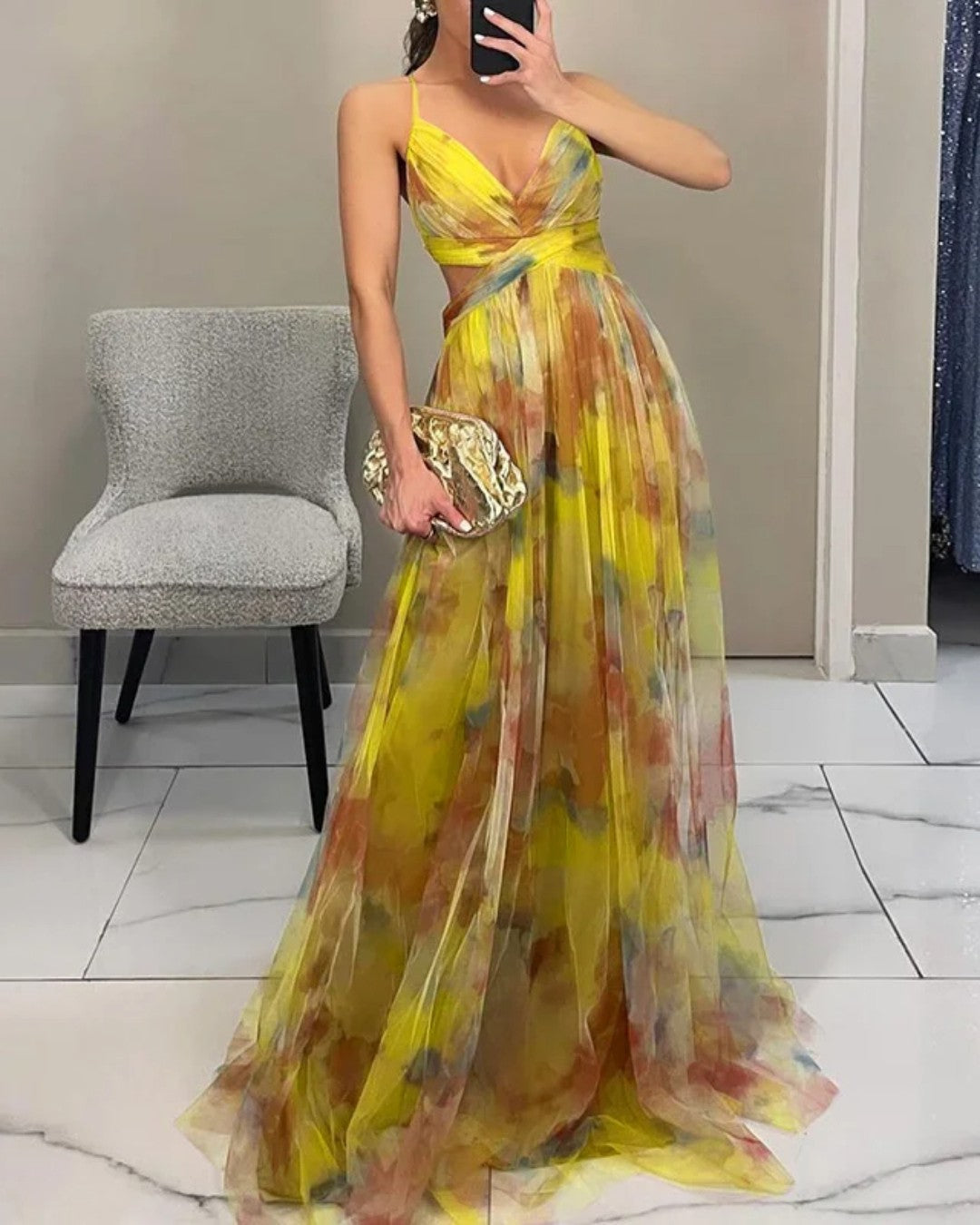 Gizel | Vestido maxi com padrão floral