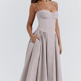 Sigrid | Vestido sem mangas com corpete, comprimento midi