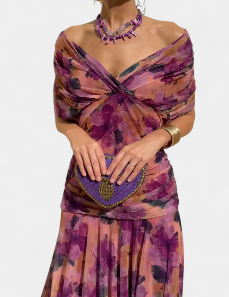 Alondra | Vestido longo colorido com decote em V