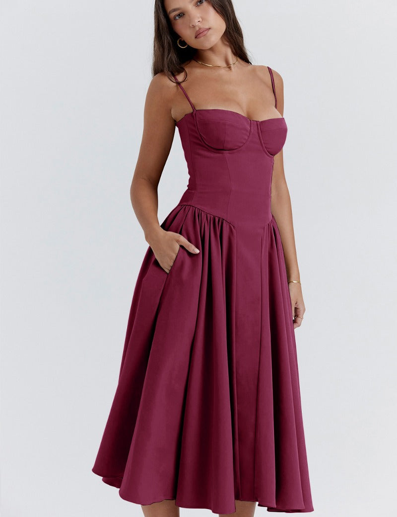 Sigrid | Vestido sem mangas com corpete, comprimento midi