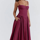 Sigrid | Vestido sem mangas com corpete, comprimento midi