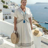 Robe | Vestido midi com mangas curtas e decote em V