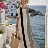 Lulu | Vestido maxi com decote redondo e mangas curtas