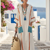 Madelin | Vestido maxi com mangas de comprimento médio e decote em V