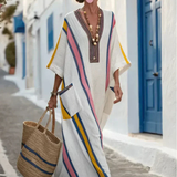 Madelin | Vestido maxi com mangas de comprimento médio e decote em V