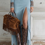 Teresa | Vestido longo com bordado e fecho frontal