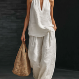 Carlota — Conjunto elegante sem mangas com calças largas