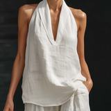 Carlota — Conjunto elegante sem mangas com calças largas