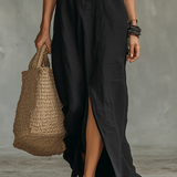Alésia - Vestido maxi preto com botões