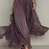 Flavia - Vestido longo violeta com decote tipo "chave" para mulheres