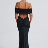 Tindra | Vestido longo Bardot com design requintado