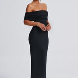 Tindra | Vestido longo Bardot com design requintado