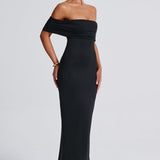 Tindra | Vestido longo Bardot com design requintado