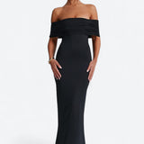 Tindra | Vestido longo Bardot com design requintado