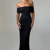 Tindra | Vestido longo Bardot com design requintado