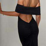 Tindra | Vestido longo Bardot com design requintado