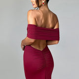 Tindra | Vestido longo Bardot com design requintado