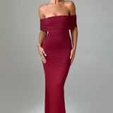 Tindra | Vestido longo Bardot com design requintado