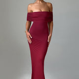 Tindra | Vestido longo Bardot com design requintado