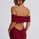 Tindra | Vestido longo Bardot com design requintado