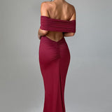 Tindra | Vestido longo Bardot com design requintado