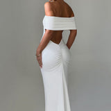Tindra | Vestido longo Bardot com design requintado
