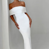 Tindra | Vestido longo Bardot com design requintado