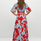 Florença | Vestido maxi com flores e decote em V