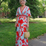 Florença | Vestido maxi com flores e decote em V