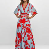 Florença | Vestido maxi com flores e decote em V