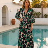 Lea | Vestido maxi com mangas longas e cintura ajustada