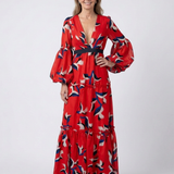 Lea | Vestido maxi com mangas longas e cintura ajustada