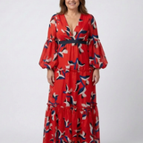 Lea | Vestido maxi com mangas longas e cintura ajustada