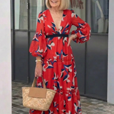 Lea | Vestido maxi com mangas longas e cintura ajustada