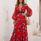 Lea | Vestido maxi com mangas longas e cintura ajustada