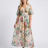 Audrey | Vestido curto com mangas curtas e cintura franzida