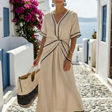 Aurián | Vestido midi com decote em V e cintura franzida